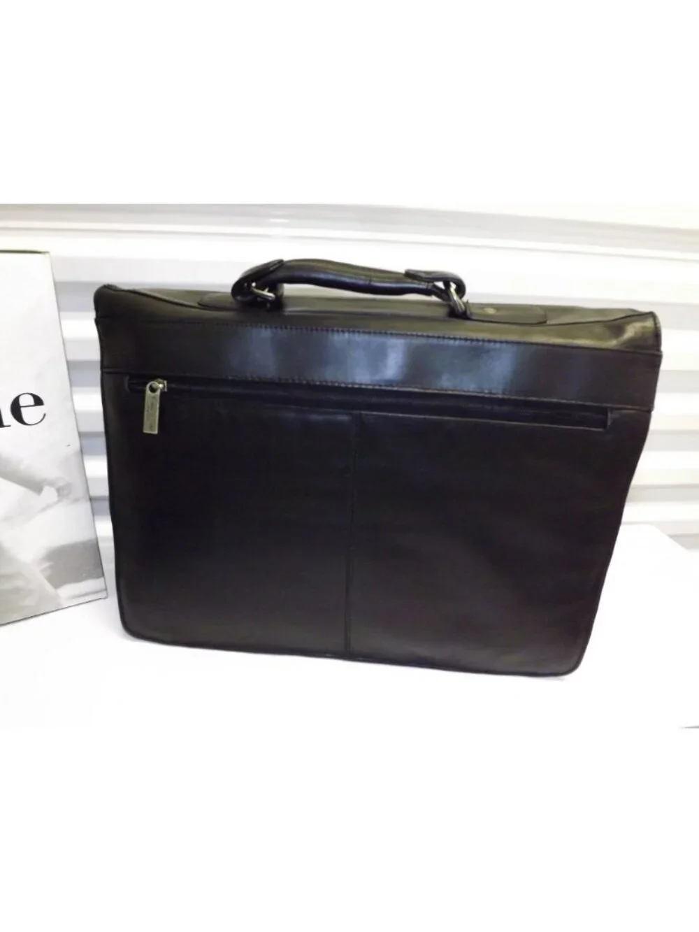 Kenneth Cole New York Black Gen Leather Laptop Briefcase W/ Dust Bag & Box New
